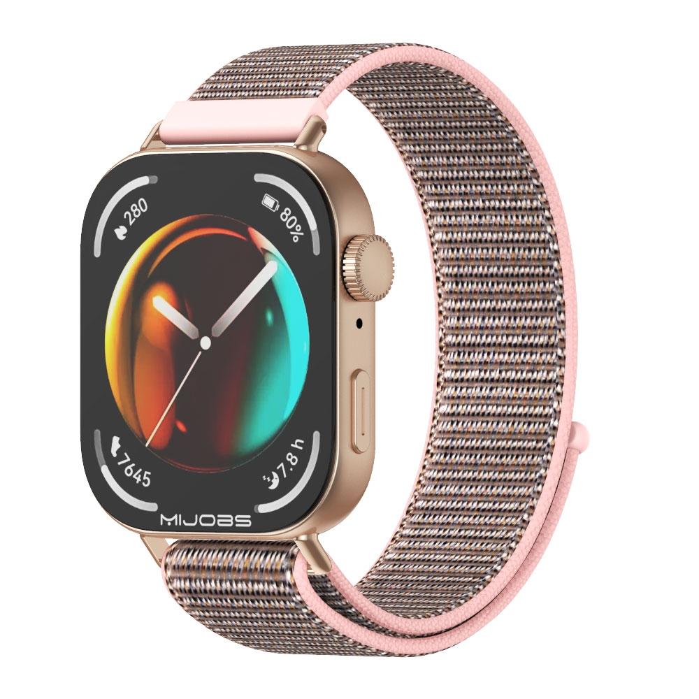 MIJOBS Huawei Watch Fit 3 Band Breathable Nylon Loop Watch Band Adjustable 20mm Replacement Strap pink Sand Rose Gold