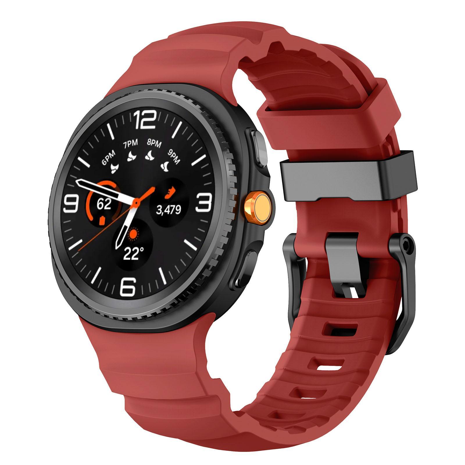 Samsung Galaxy Watch8 Classic Silicone Watch Band Adjustable Sports Watch Strap With Black Buckle red