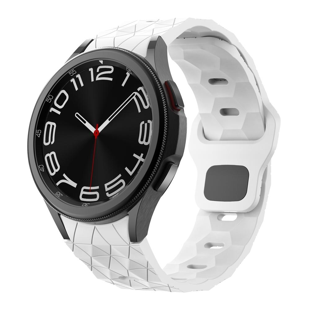 Samsung Galaxy Watch 6 Classic Silicone Watch Band Football Pattern Sport Strap With Reverse Buckle white