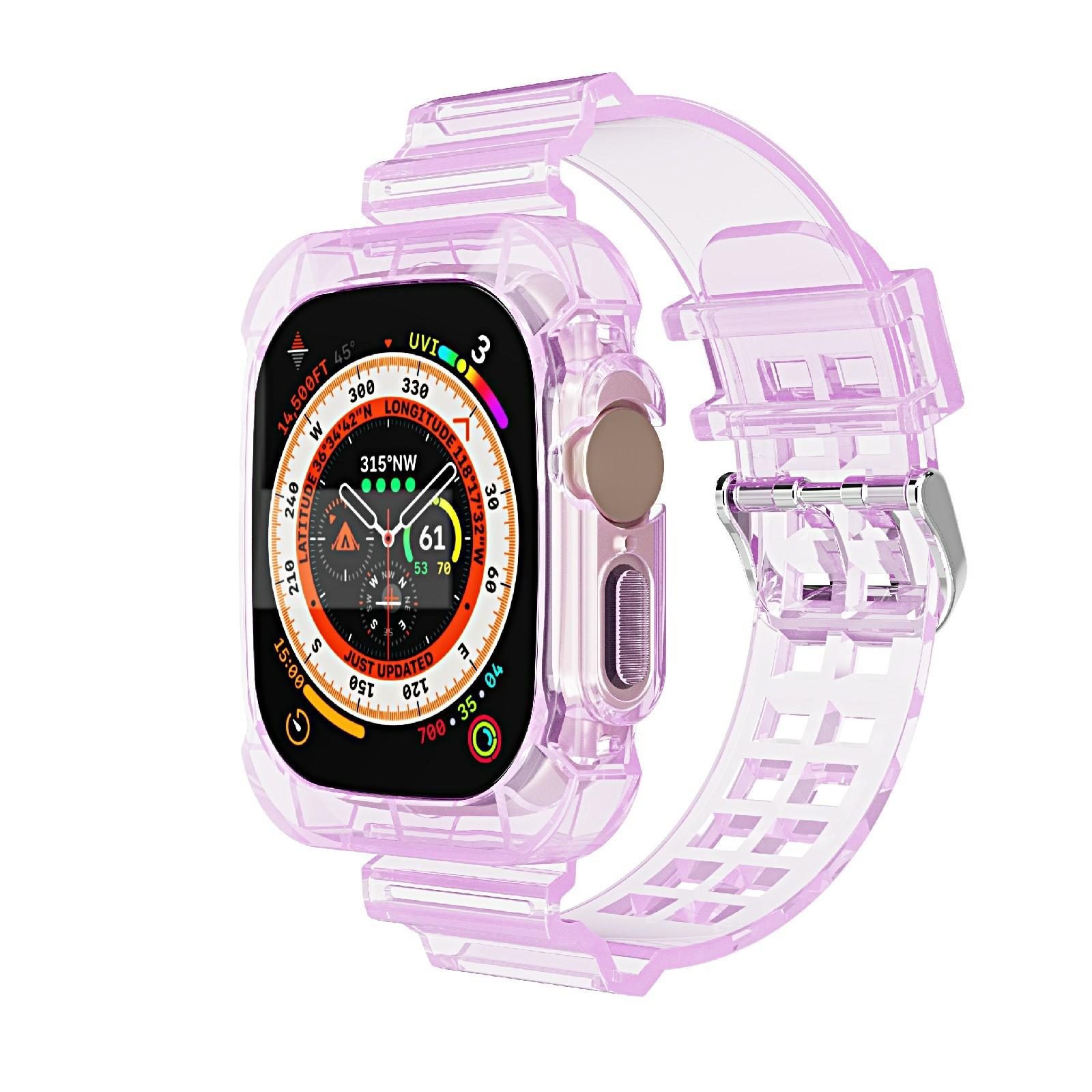Glacier Apple Watch Ultra Band Transparent TPU Protective Replacement Watch Strap purple