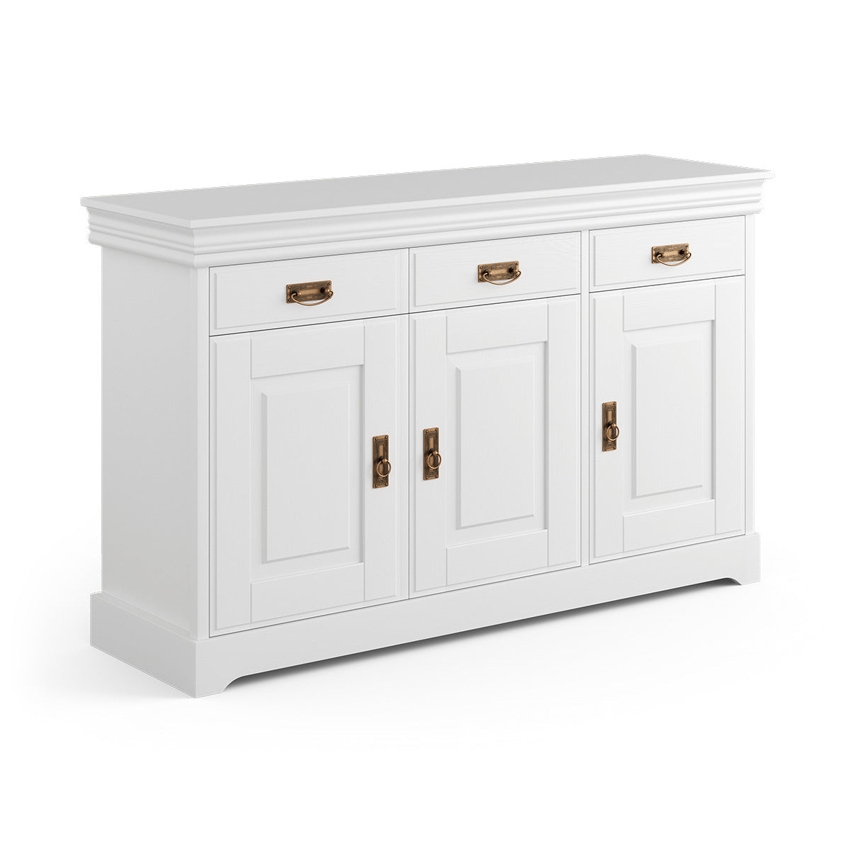 Sideboard 3-türig 3 Schubladen Kiefer massiv weiß Tirol