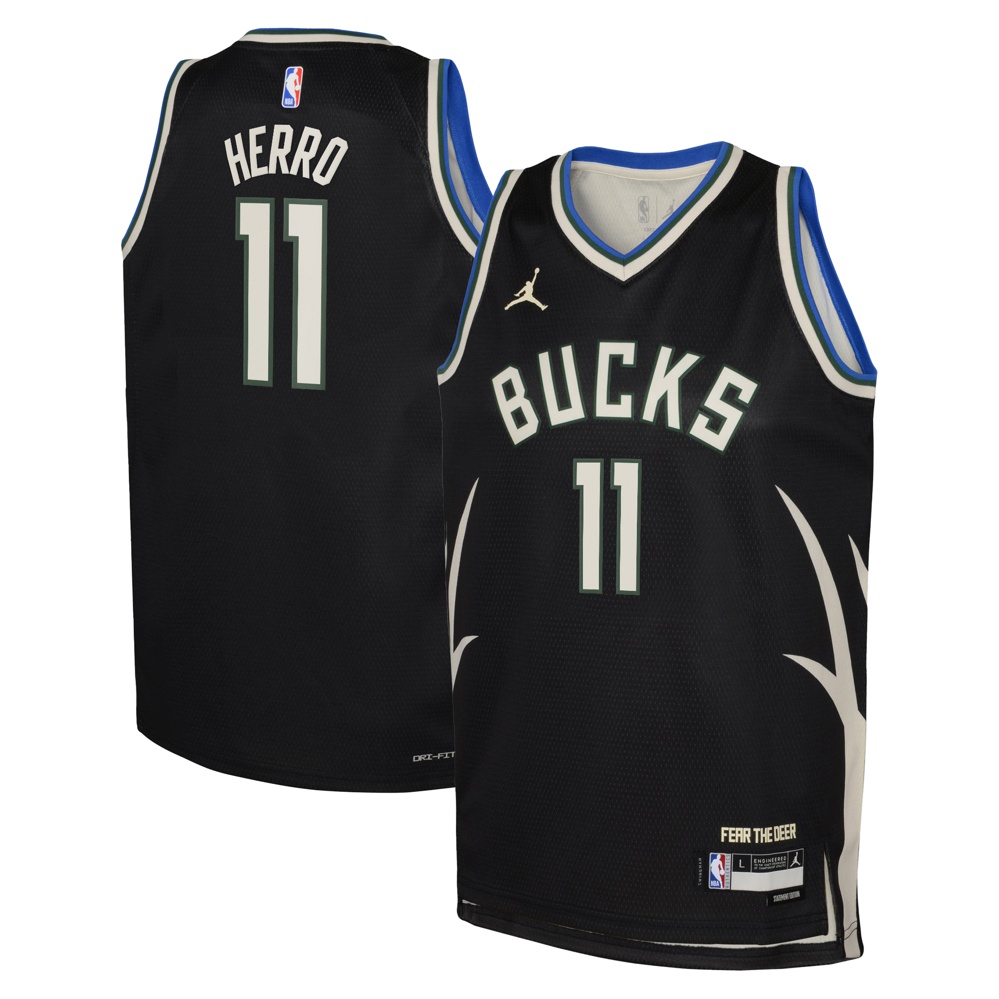 Maillot Swingman Jordan Brand Statement Edition des Milwaukee Bucks - Vert chasseur - Tyler Herro - Jeune - unisexe Taille: S (8)