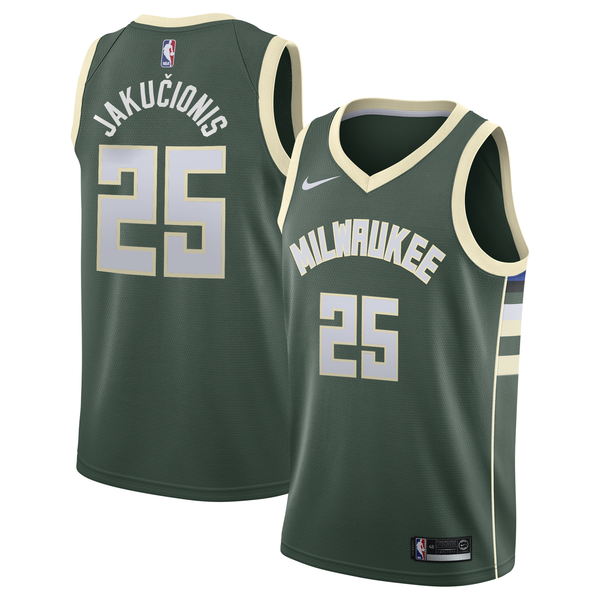 Maillot Swingman Nike Icon Edition Milwaukee Bucks - Blanc - Kasparas Jakučionis - Jeunes - unisexe Taille: L (14/16) - NBA Store FR