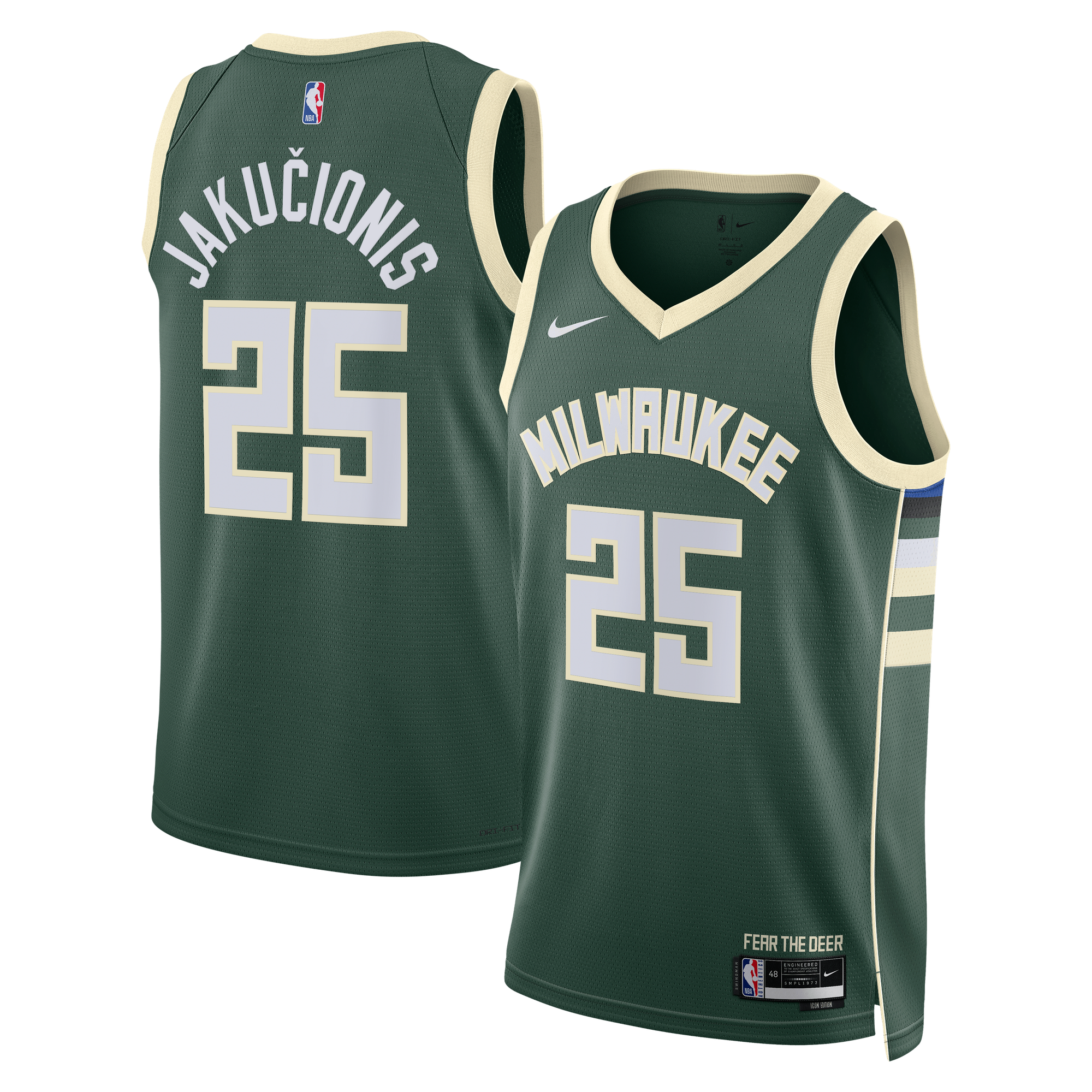 Maillot Swingman Nike Icon Edition Milwaukee Bucks - Blanc - Kasparas Jakučionis - Unisexe - Homme Taille: 2XL