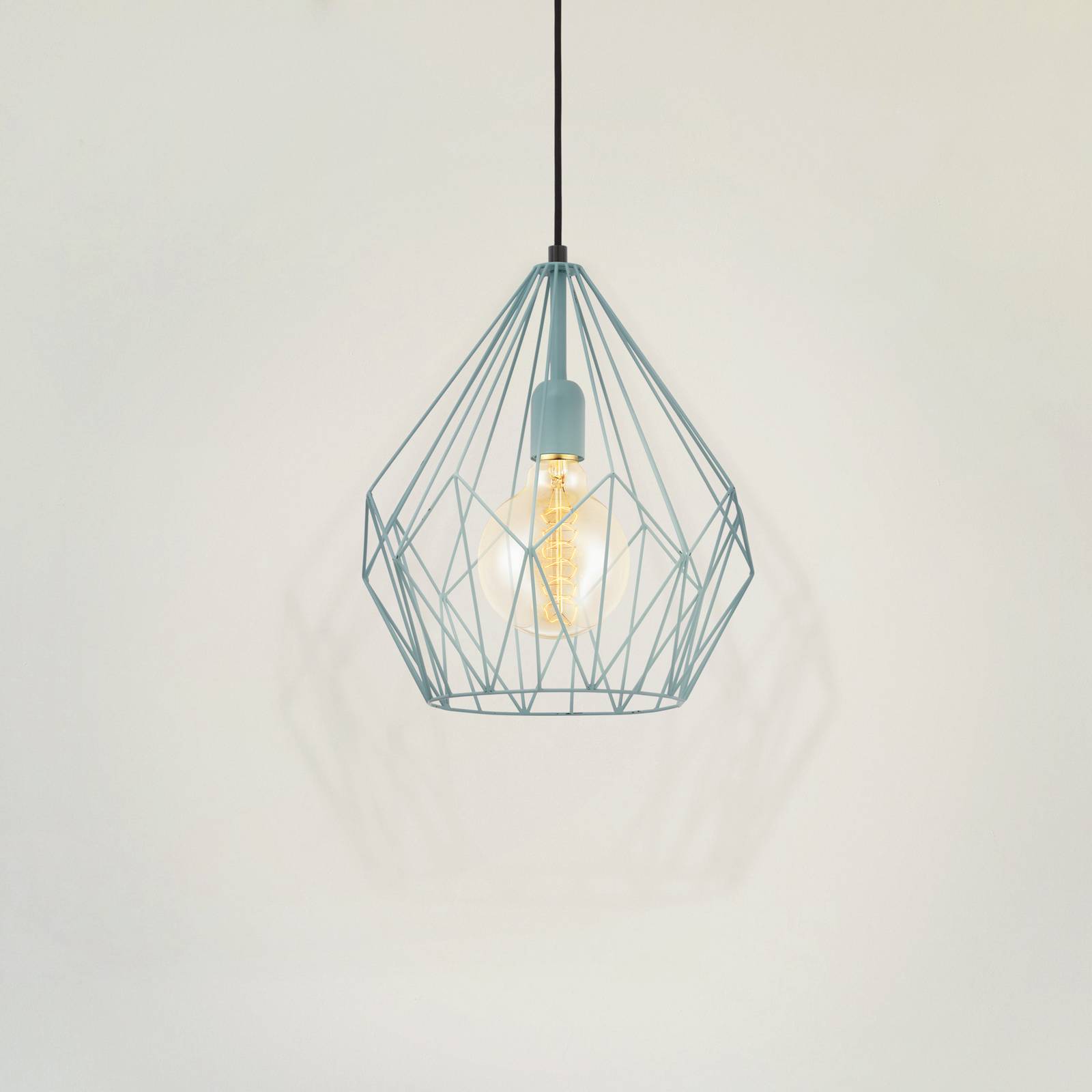EGLO Lampada a sospensione Carlton, dimmerabile, Verde, Soggiorno / Sala da pranzo, Metallo, Vintage, Lampada a sospensione