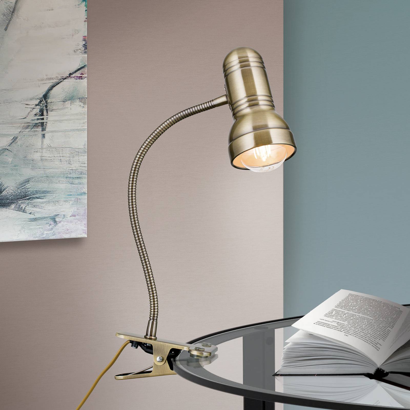 ORION Lampada con morsetto SAMALA, Bronzo / Ottone antico, Studio / Ufficio, Metallo, Moderno, Lampada con morsetto