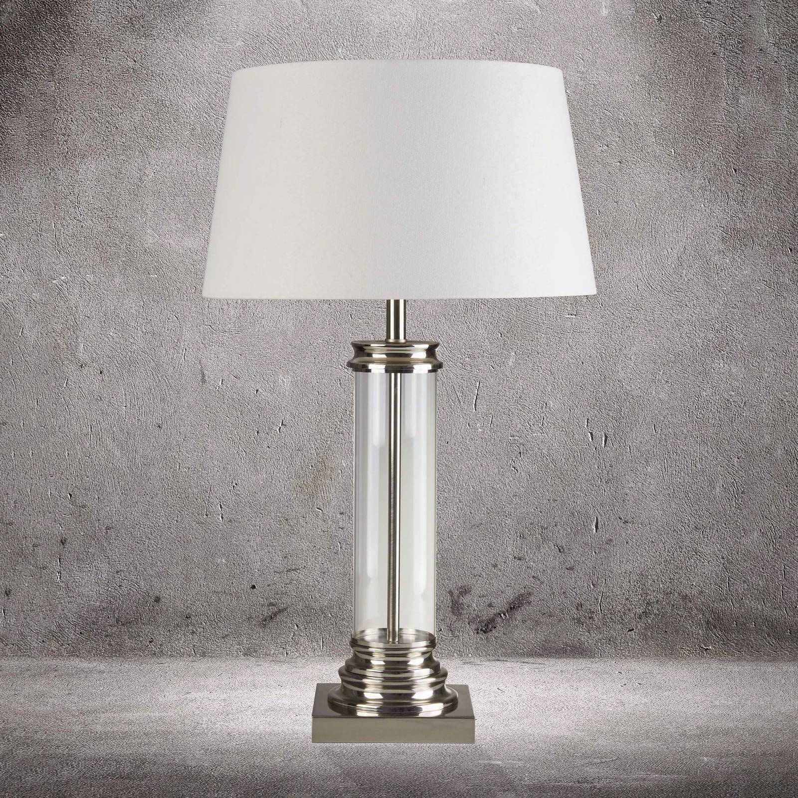 Searchlight Lampada da tavolo Pedestal, Cromo / Argento, Soggiorno / Sala da pranzo, Tessuto / Stoffa / Seta, Lampada da tavolo