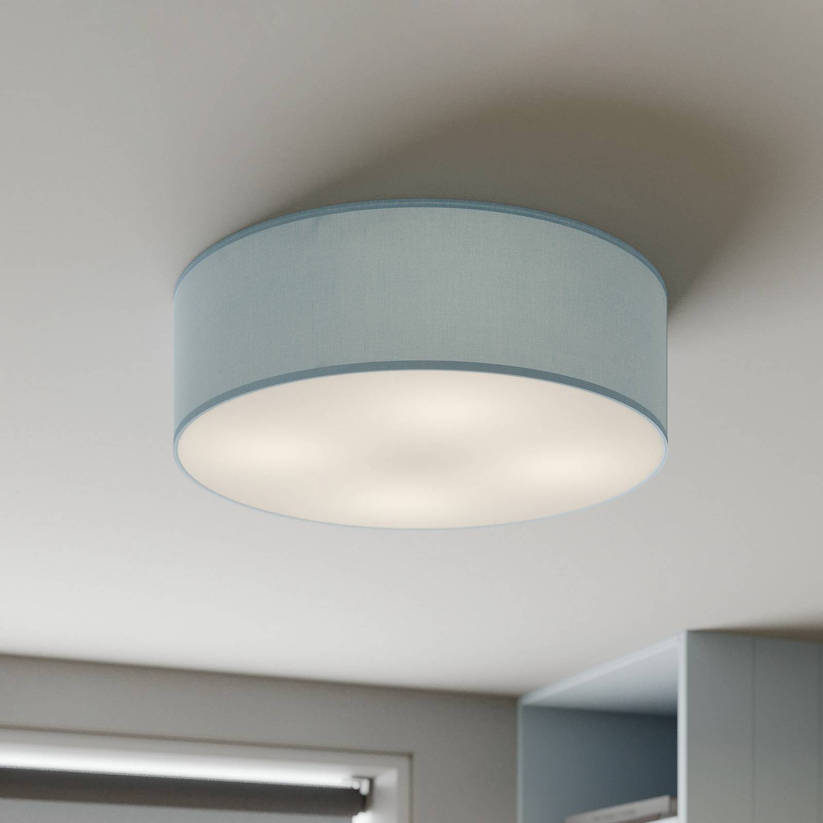 Plafoniera soffitto Rondo TK Lighting, dimmerabile, Blu, Camera da letto, Tessuto / Stoffa / Seta, Moderno, Plafoniera
