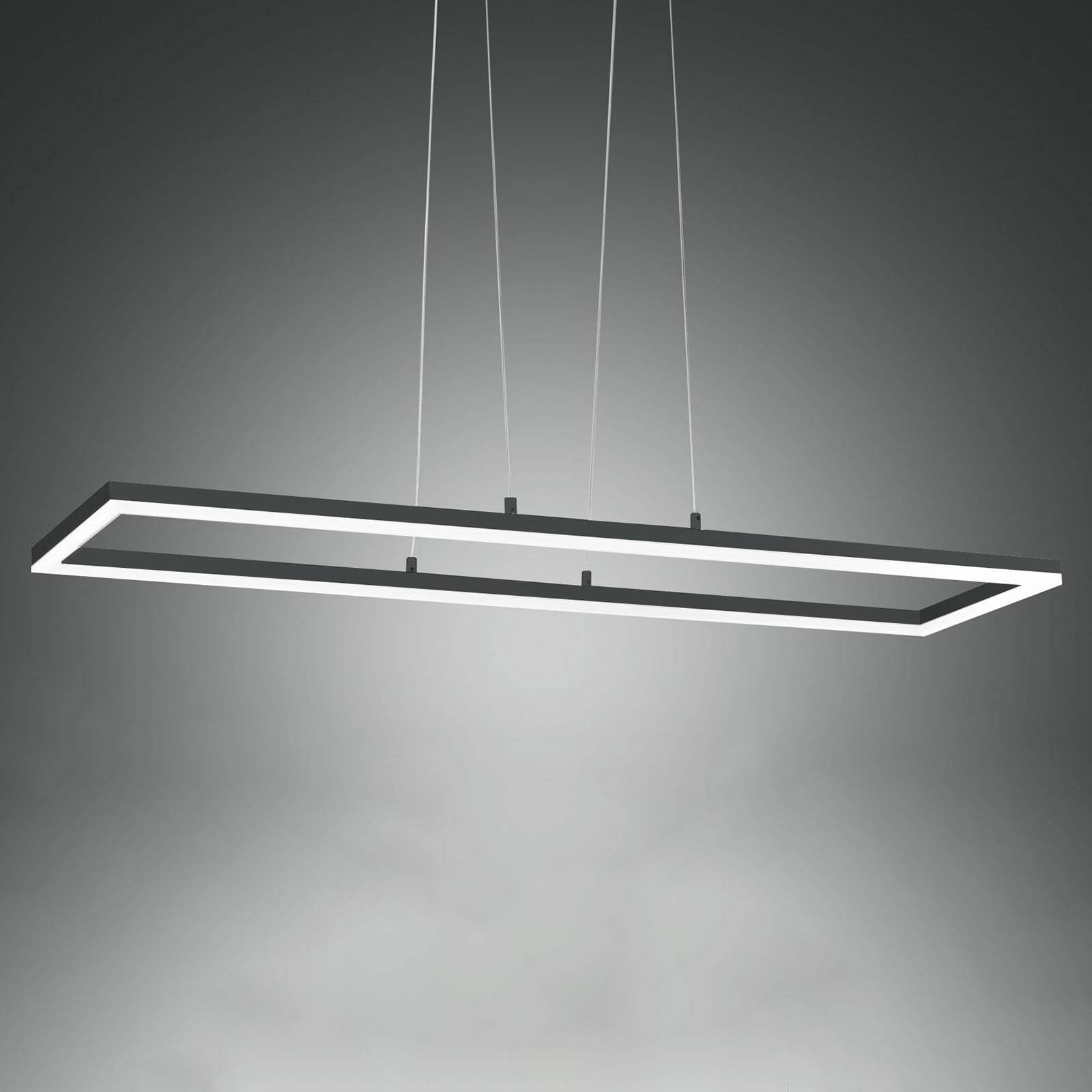 Fabas Luce Lampada sospensione LED Bard, 92x32 cm, antracite dimmerabile, Nero, Soggiorno / Sala da pranzo, Metallo, Moderno