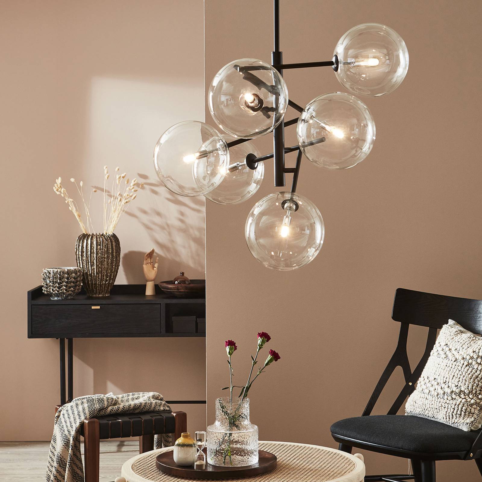Markslöjd Lampada a sospensione in vetro Andrew, Nero, Soggiorno / Sala da pranzo, Metallo, Scandinavo, Lampada a sospensione
