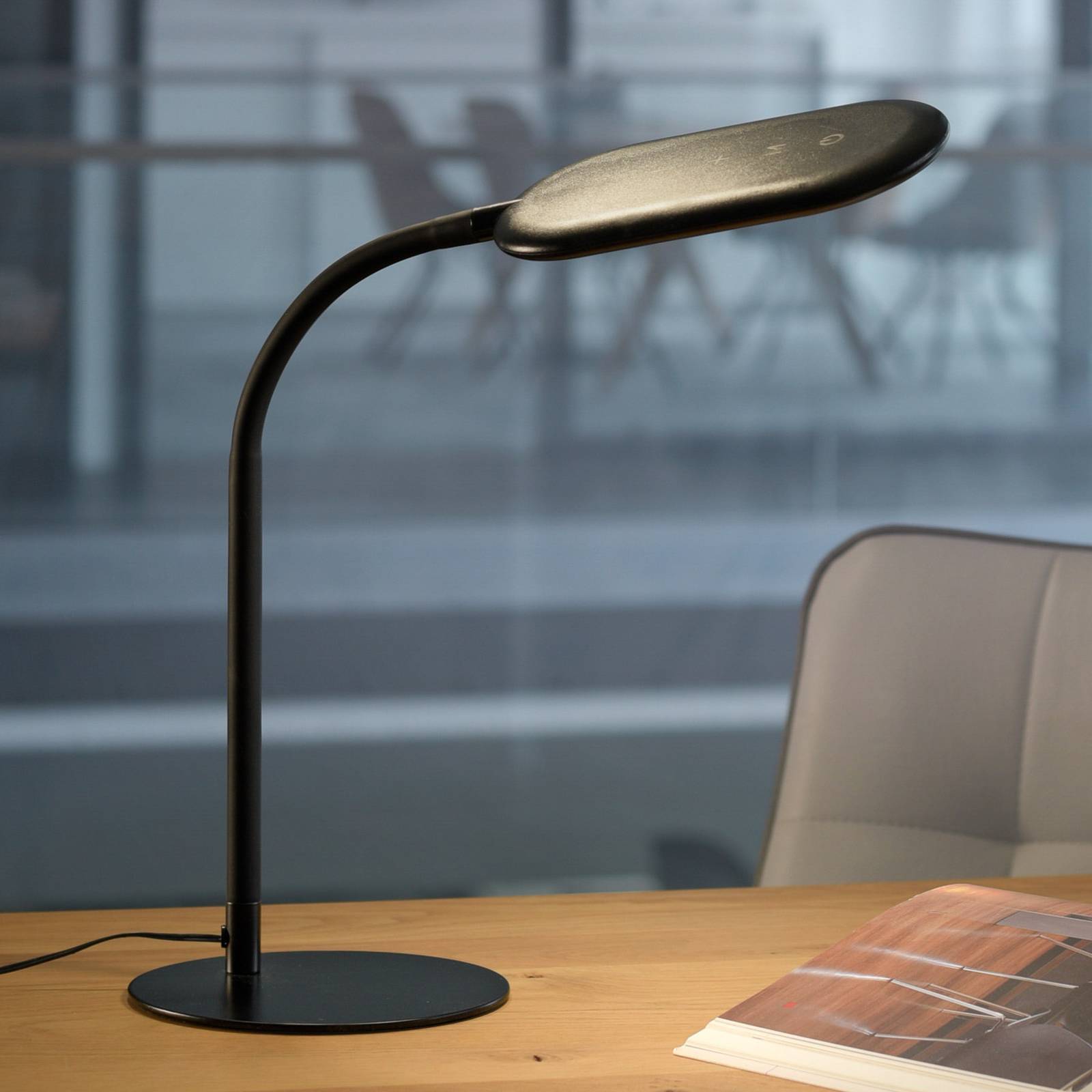 JUST LIGHT. GmbH Lampada da tavolo a LED Kelly, dimmerabile, Nero, Studio / Ufficio, Plastica, Moderno, Lampada da tavolo LED
