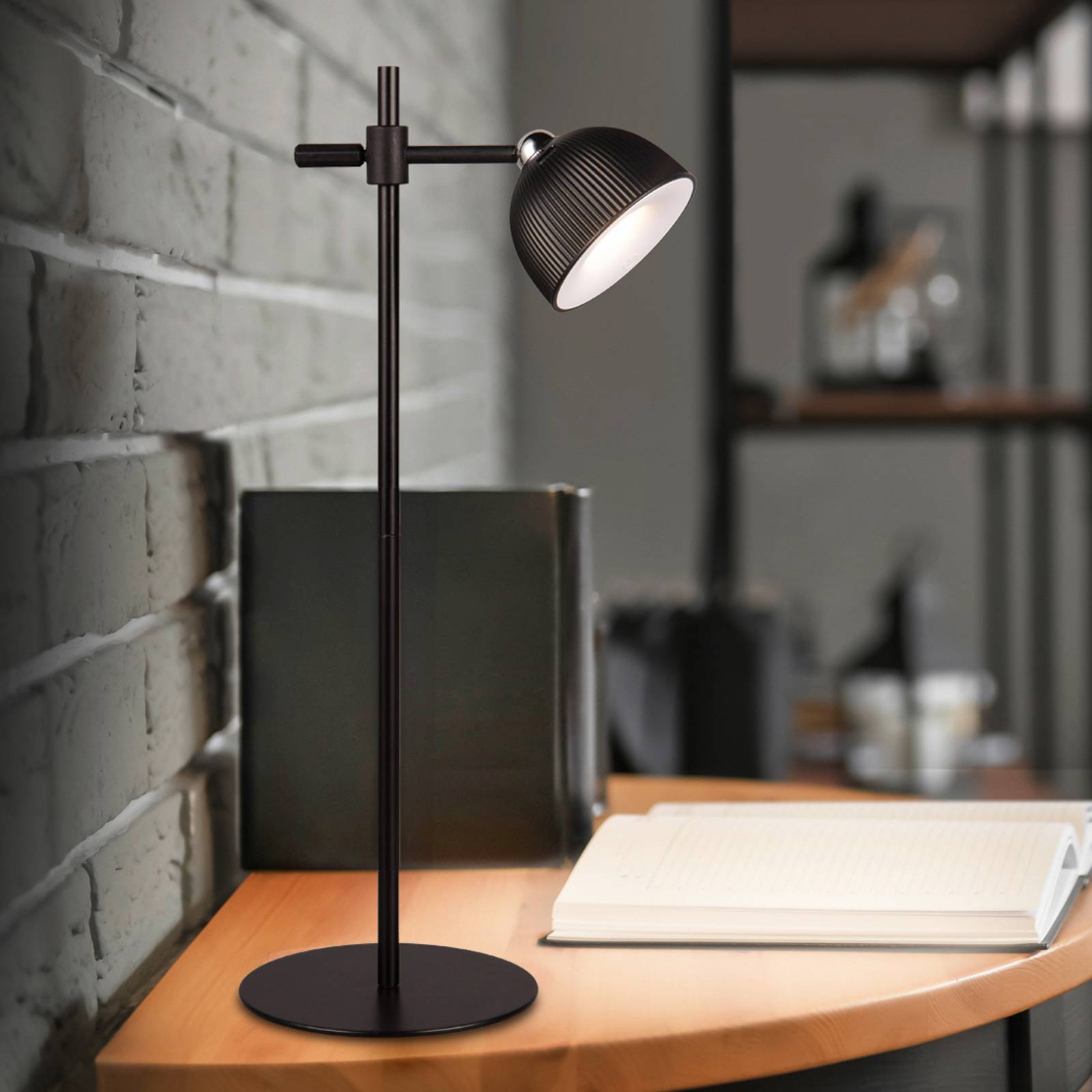 Reality Leuchten Lampada da tavolo a LED Maxima, dimmerabile, Nero, Soggiorno / Sala da pranzo, Plastica, Moderno, Lampada da tavolo LED
