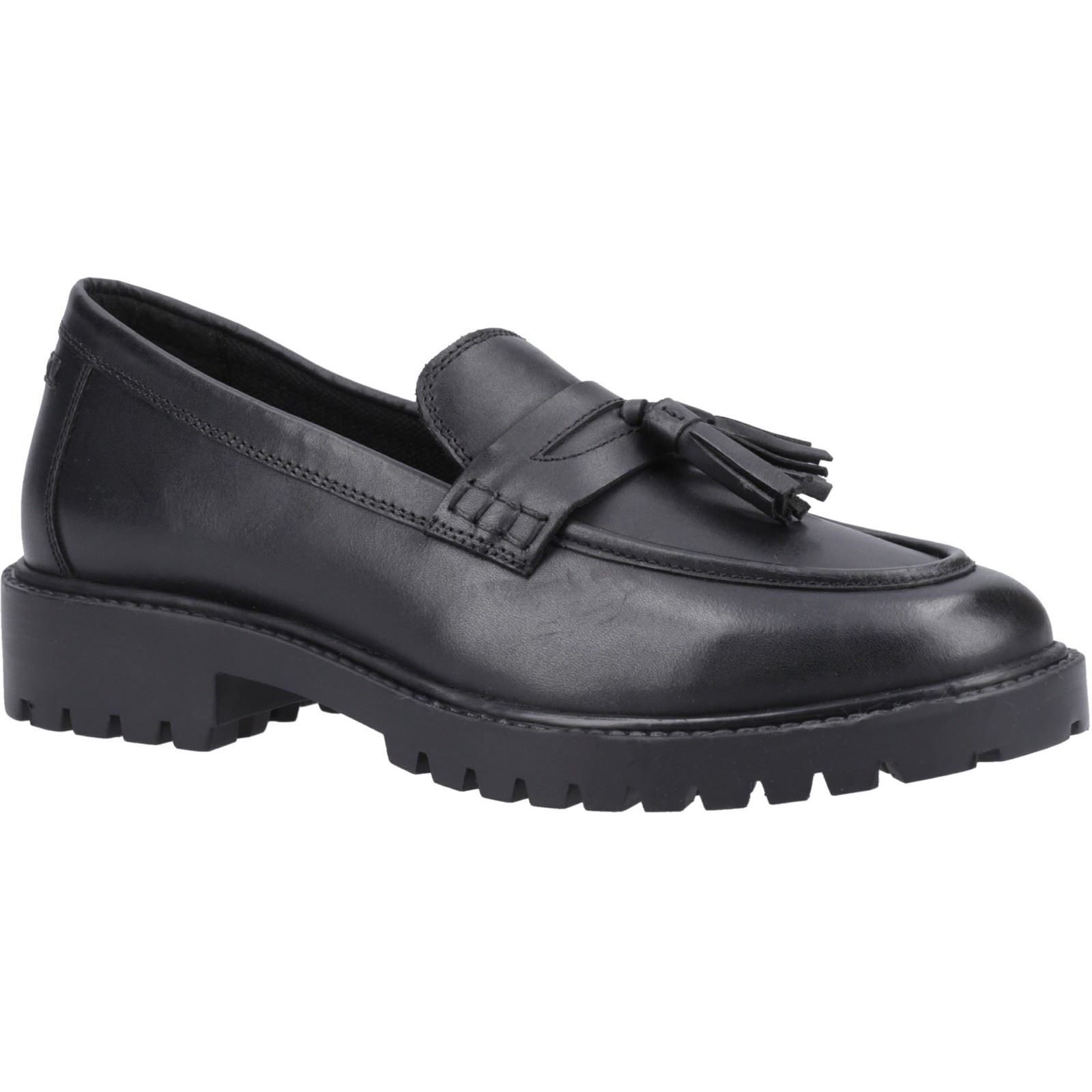 Hush Puppies Abigail Junior Leather Girls's Black Loafers - Size UK 13 | Hush Puppies Sale | Discount Designer Brands