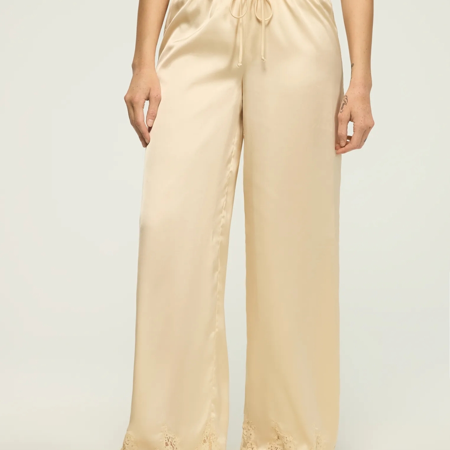Lucky Brand Lace Trim Pant - Women's Pants in Cream, Size S