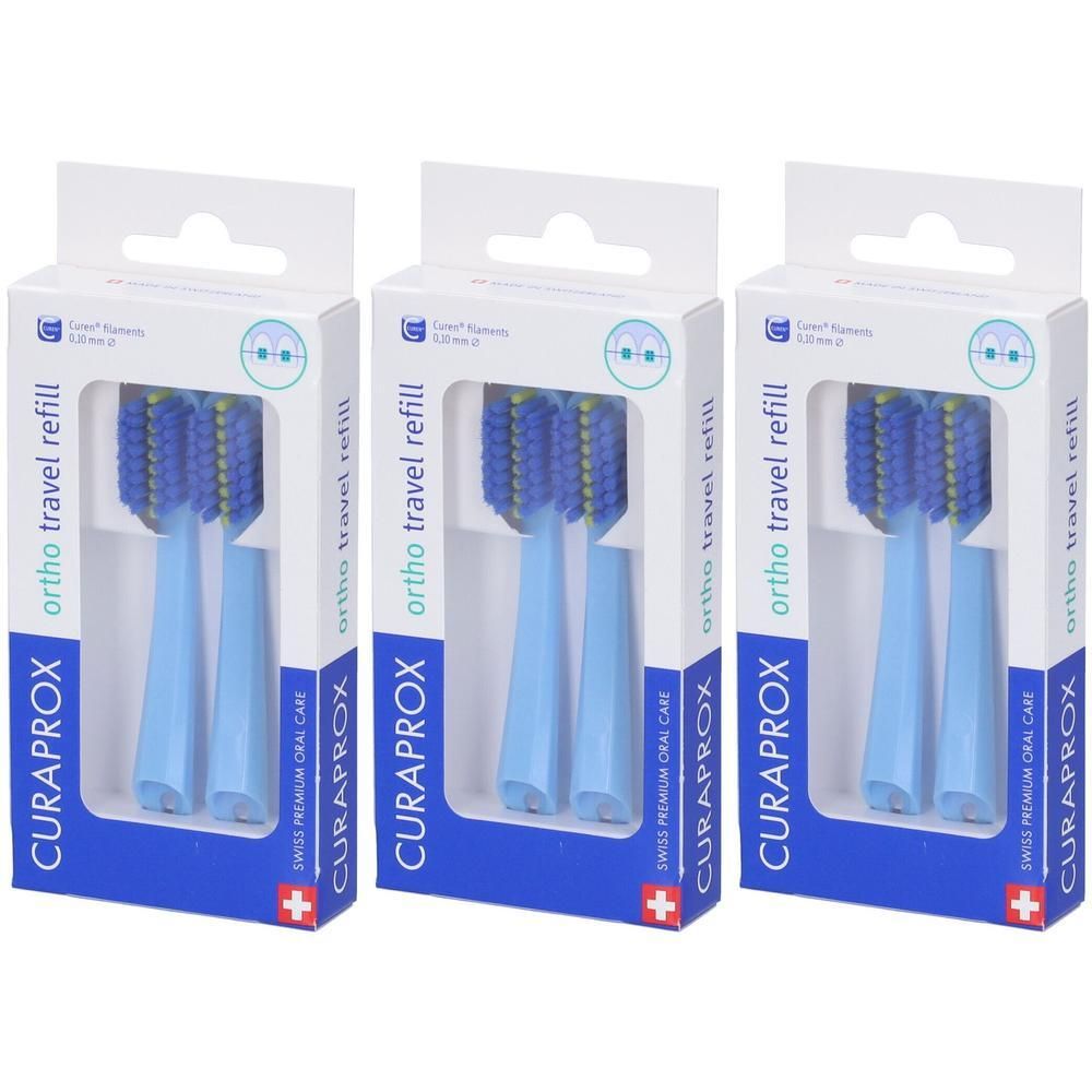 Curaprox Testine Di Ricambio Per Spazzolino Da Viaggio Ortho Blue 2 Pe