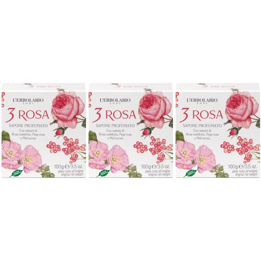 L'Erbolario 3 Rosa Sapone Profumato 3x100 g
