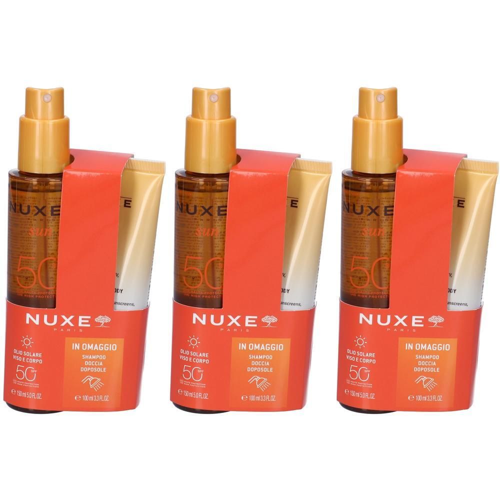 Nuxe Sun Duo Olio Solare Viso E Corpo SPF 50 + Shampoo Doposole 3x2 St