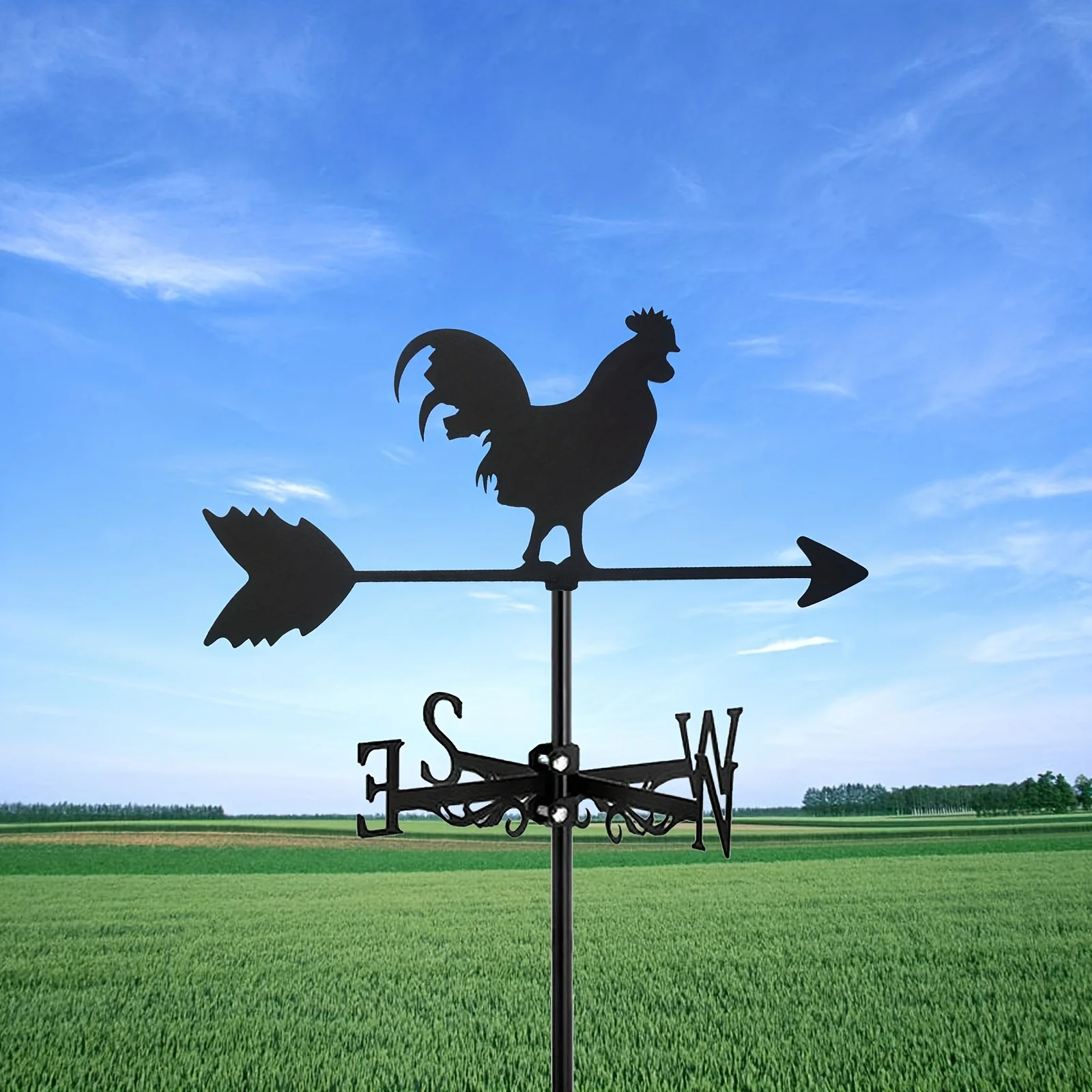 New Metal Rooster Weathervane, Stand Decorative Roof Weathervane for Garden and Courtyard, Suitable for Roof Garden