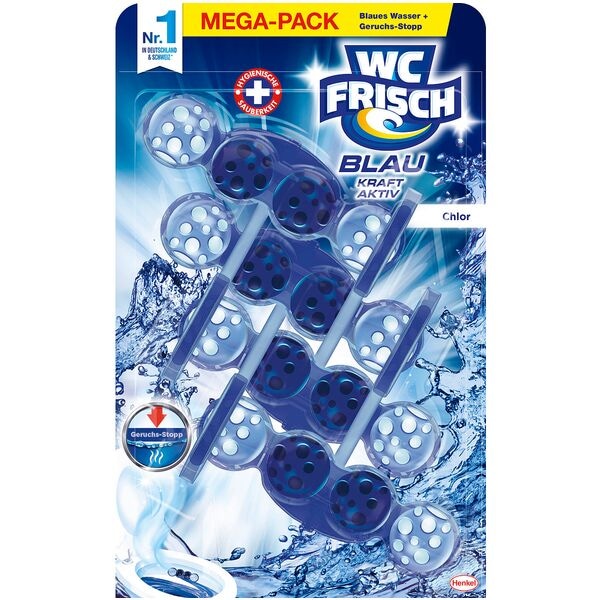 WC FRISCH WC-Duftspüler BLAU KRAFT AKTIV Chlor 4x 50,0 g