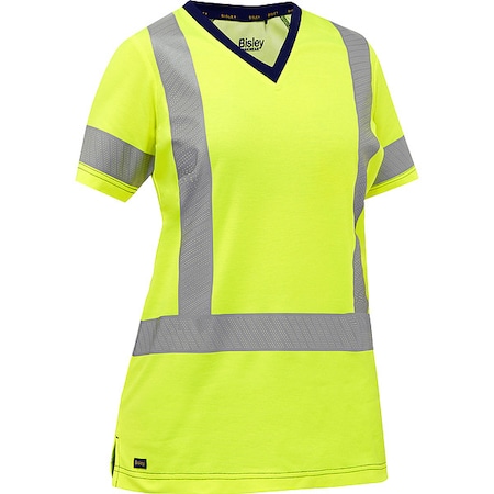 BISLEY 313W1118H-Y/L Women's Hi-Vis Short Sleeve T-Shirt, 3, R, Cotton, - BISLEY