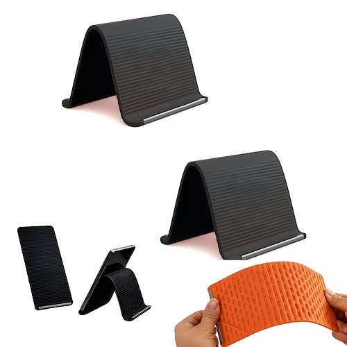 2 faltbare Handyhalterungen, verstellbare Handyhalterung aus Aluminiumlegierung mit Silikonpads, flexible, tragbare Tischhalterung für Smartphones, universelle Handyhalterung für Büro, Zuhause,