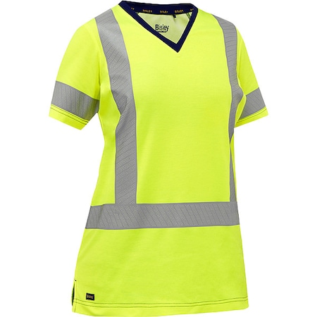 BISLEY 313W1118X-Y/L Women's Hi-Vis Short Sleeve T-Shirt, 3, R, Cotton, - BISLEY