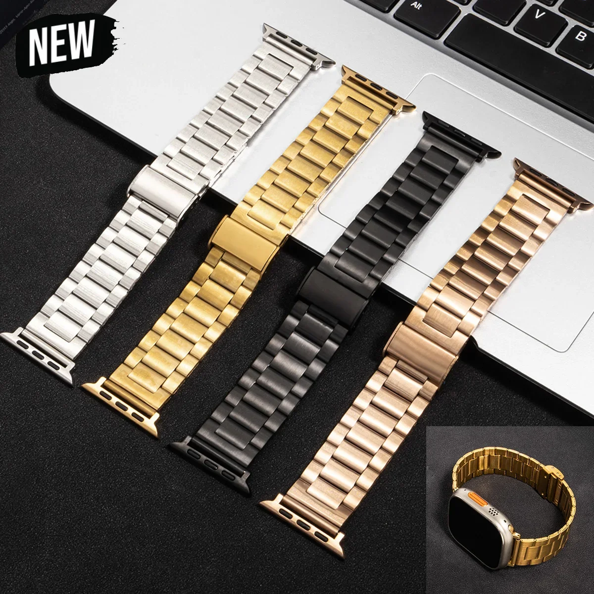 Edelstahl-Metallarmband für Apple Watch 49mm 46mm 44mm 42mm 41mm 40mm 38mm Armband für iWatch Series 10 SE Ultra 8 7 6 5 4 Langlebig