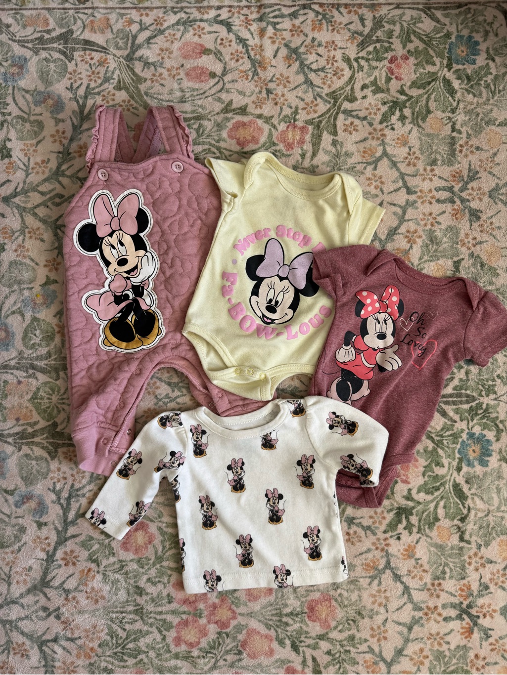 Disney Shirts & Tops | Baby Girl Disney Minnie Mouse Clothing Lot | Color: Cream/Pink | Size: 0-3mb