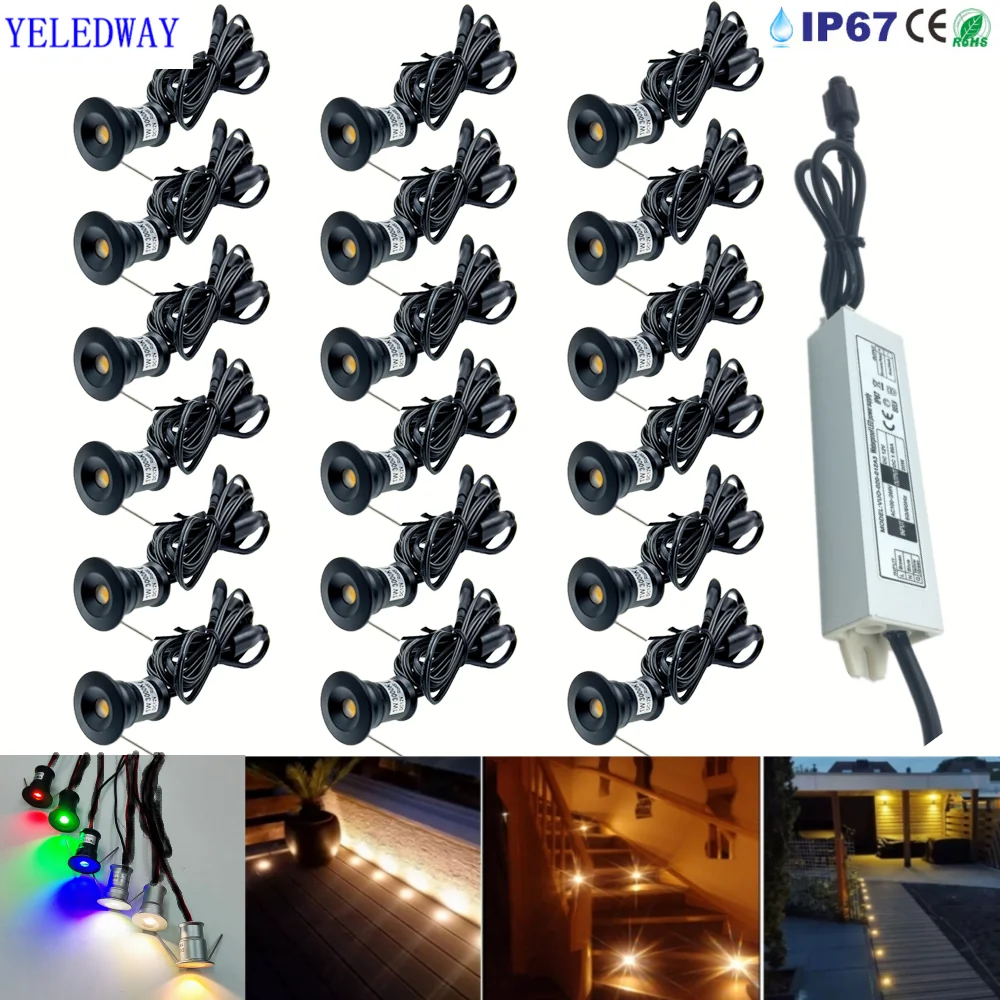 IP67 Kleine Treppenbeleuchtung für Außenbereich 1W 12V Wasserdichte LED-Bodenleuchten Gartendekoration Terrassen- und Treppenbeleuchtung 110V 220V