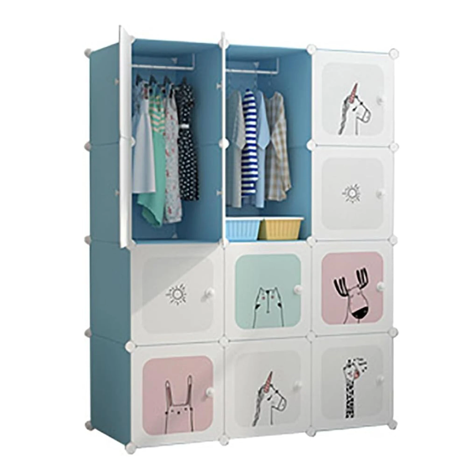 Modulare Schränke und Kleiderschränke für Kinder, Organizer für Kleiderschrank, Regal für Schlafzimmer, Flur, Schlafzimmer, Aufbewahrungsregale für Zuhause, Flur, Schlafzimmer, 12 Würfel, DIY