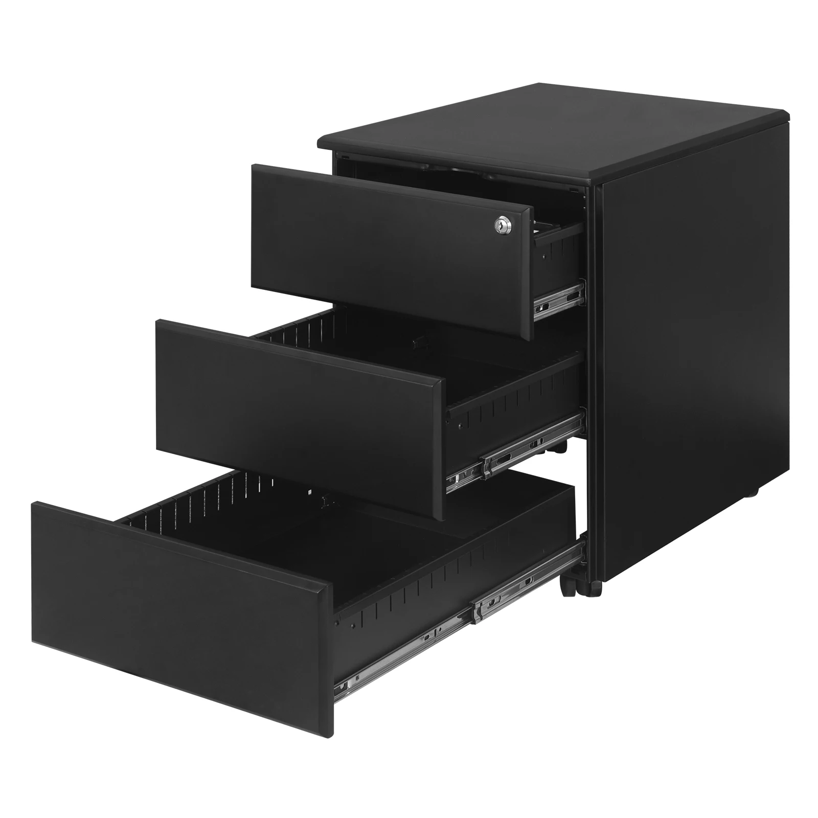 WOLTU Mobiler Büroschrank, Aktenschrank mit 3 Schubladen, Bürocontainer, abschließbar, verstellbar, Hängeregister, vormontiert, für Zuhause