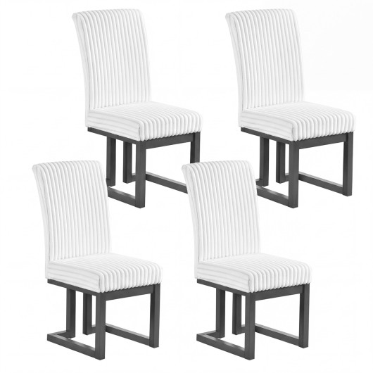 Costway Upholstered Dining Chairs Set of 4 with Rubber Wood Legs and Padded Seat for Dining Room-White