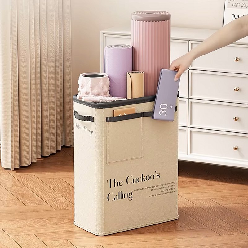 Yoga Mat Storage Basket, Large-Capacity Foldable Sports Equipment Organizer Bin for Fitness Gear, Exercise Accessories, Yoga Blocks, Straps and Home Gym Equipment