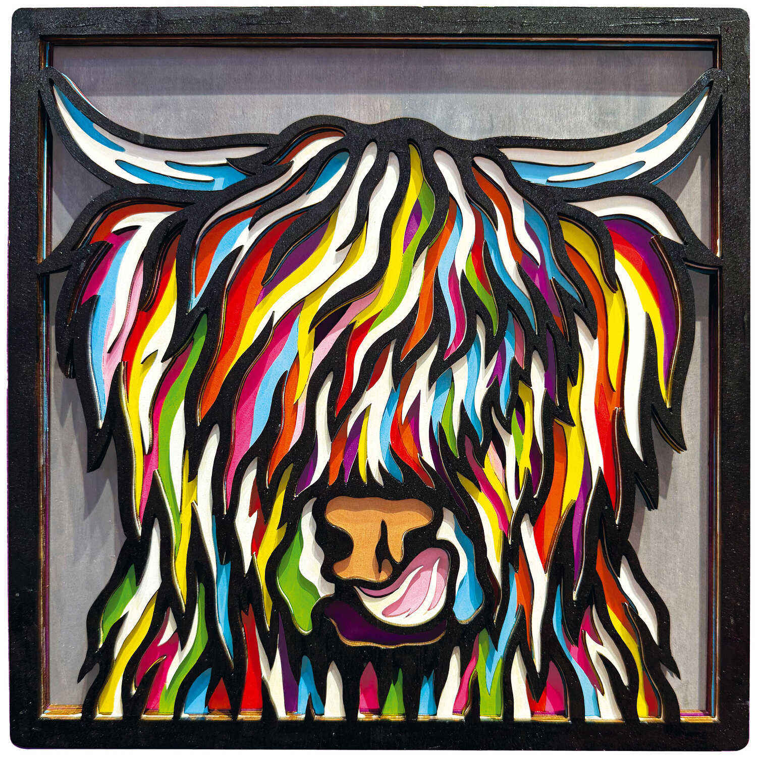 Wood-Art Hochlandrind, 25 x 25 cm