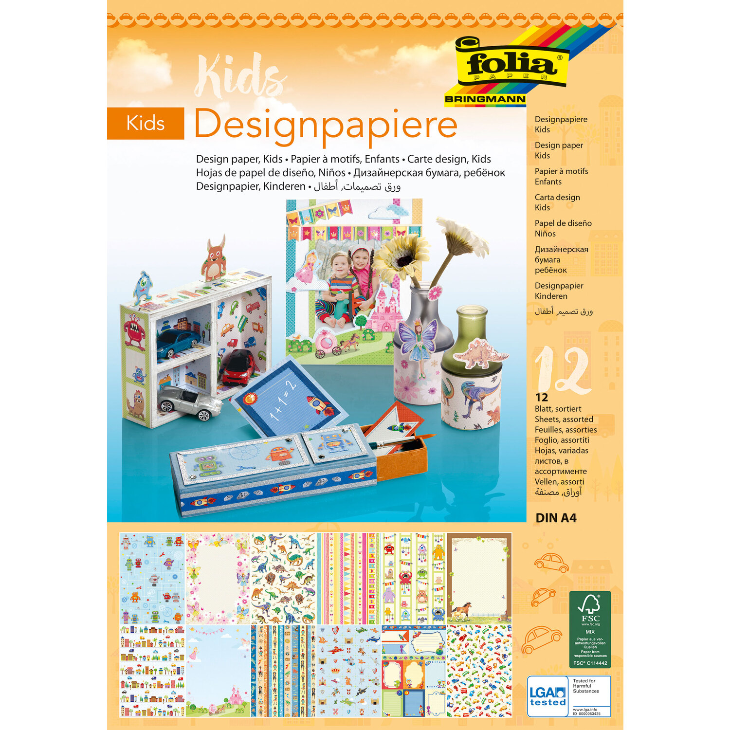 folia Papierblock Kids, 21 x 29,7 cm, 12 Blatt