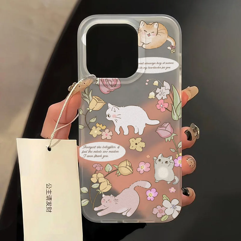Coque de téléphone transparente avec chat mignon, coque arrière en peau mince, translucide, antichoc, iPhone 15, iPhone 14 Plus, iPhone 11, iPhone 12, iPhone 13, iPhone 14, iPhone 15 Pro Max, iPhone
