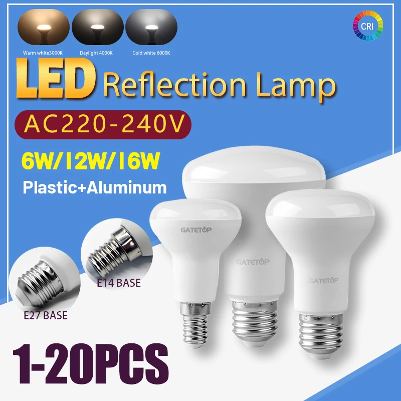 1-20PCS LED-Birne E27 E14 R50 R63 R80 Badlampe Pilzbirne AC 220V 240V 6W 10W 12W Nicht strobe Warmweißes Licht 3000K 6000K