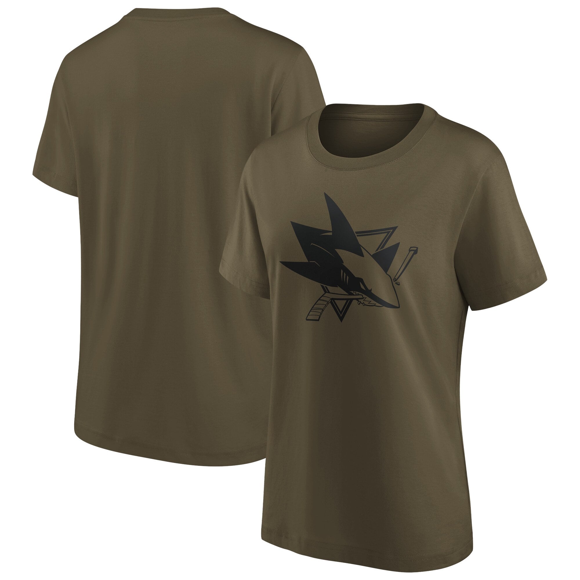 San Jose Sharks Fanatics Branded Iconic Preferred Logo Grafik T-Shirt - Khaki - Damen