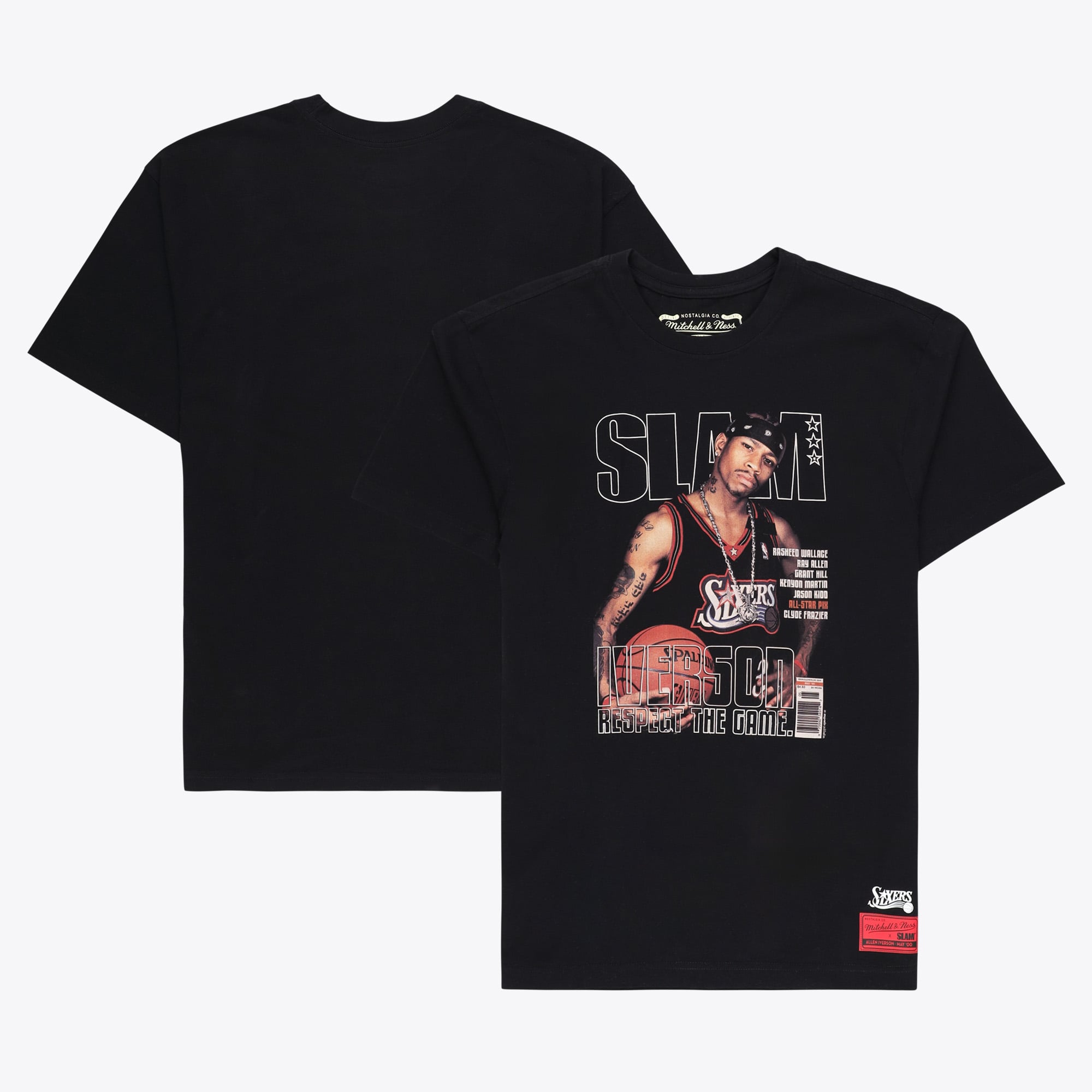 Allen Iverson Schwarzes Philadelphia 76ers Slam Cover T-Shirt – Herren