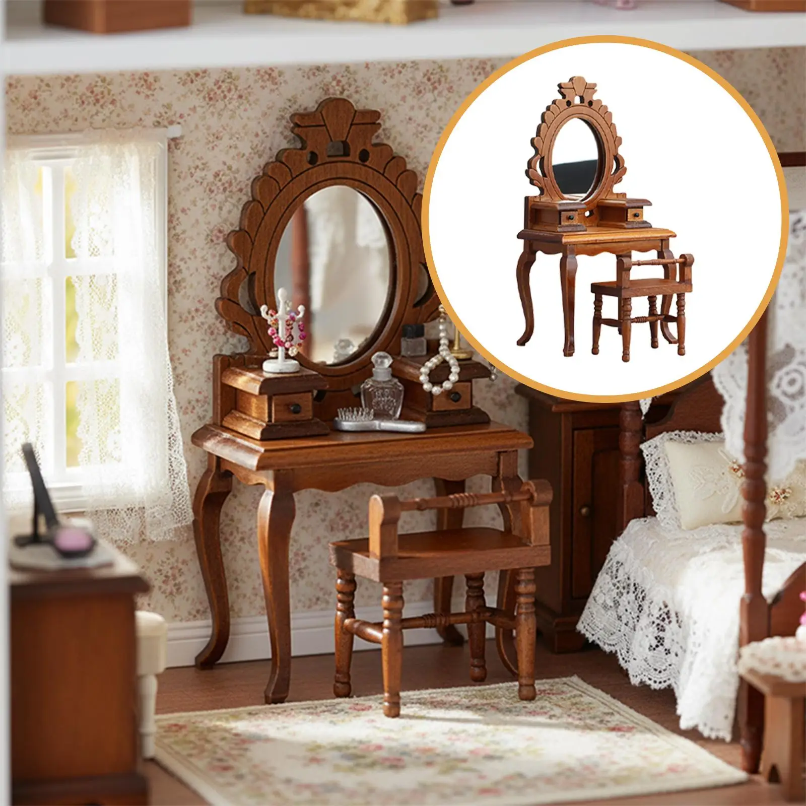 Ensemble de meubles miniatures pour maison de poupée, accessoires 1/12 pour chambre à coucher, cadeau de vacances, ornement, meubles de maison de poupée en bois délicats et miniatures