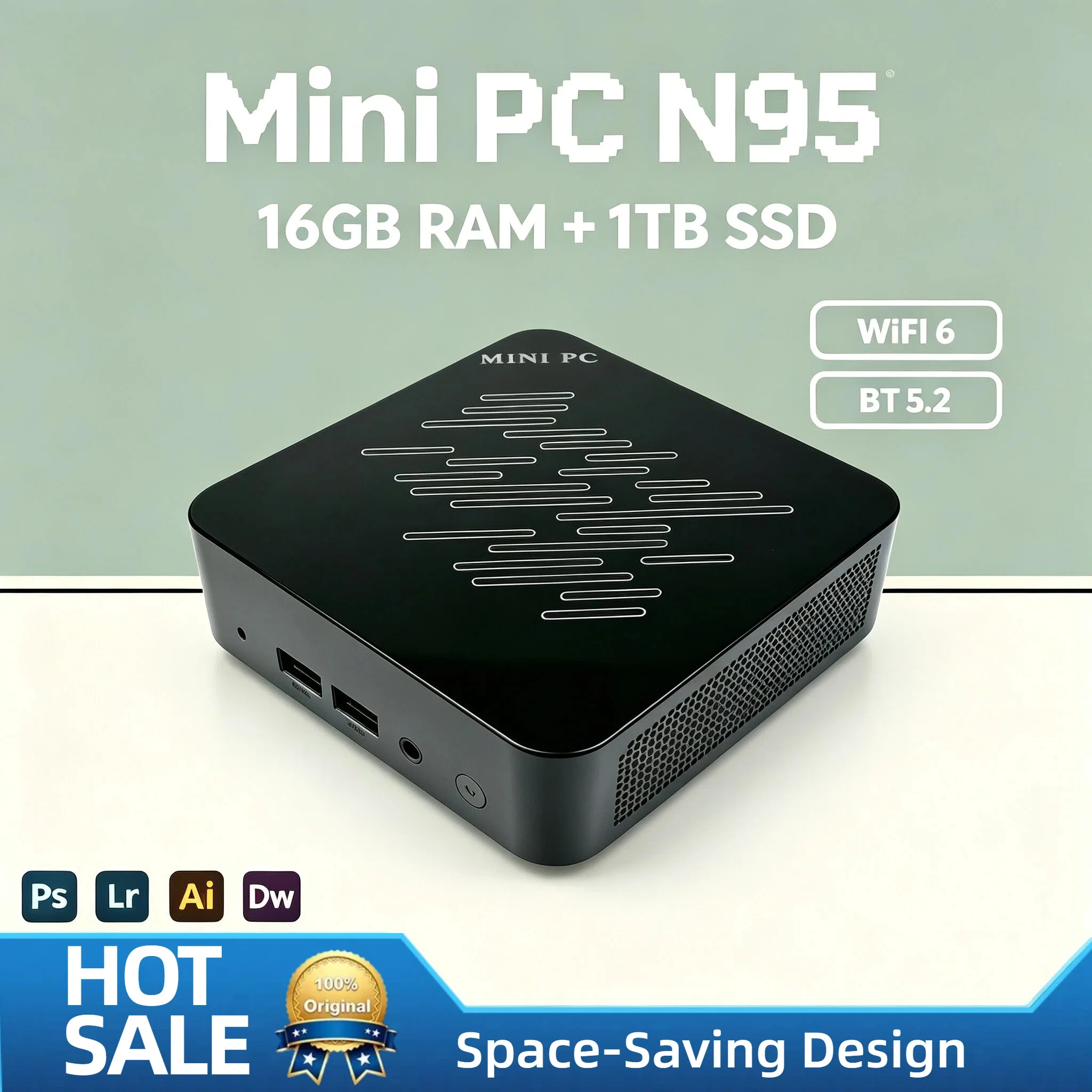 Nouvel ordinateur de bureau compact Intel Core N95, 16 Go, SSD NVMe 2 To, triple 4K, WiFi6, refroidissement efficace, travail à distance, bureau à domicile