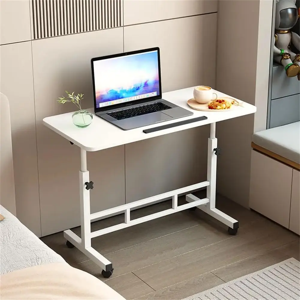 Laptoptisch mit Rollen, höhenverstellbarer Schreibtisch 65–87 cm, Computertisch, mobiler Stehschreibtisch, Nachttisch, Sitz-Steh-Schreibtisch mit neigungsverstellbarer Oberfläche für das Home Office