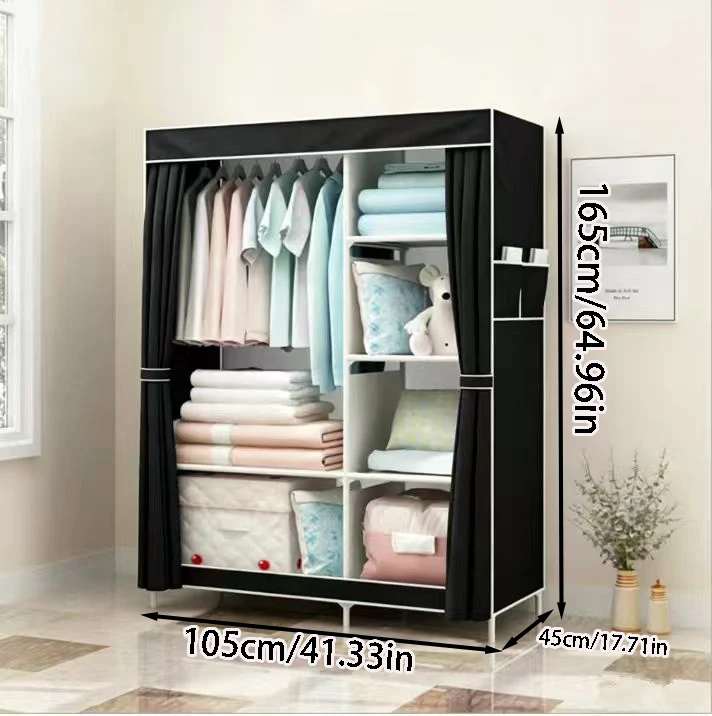 Staubdichter Kleiderschrank, Garderobenständer, Einfacher, Robuster und Langlebiger Kleiderschrank, Staubdichter Stoff-Kleiderschrank, Modern und Schlicht für den Einsatz im Schlafzimmer zu Hause,