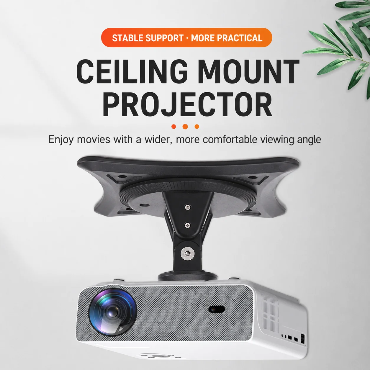 Projektor-Drehhalterung, kann auf dem Schreibtisch oder an der Decke verwendet werden, 360° ° Verstellbarer, kleiner Projektorständer mit 1/4 Universalanschluss
