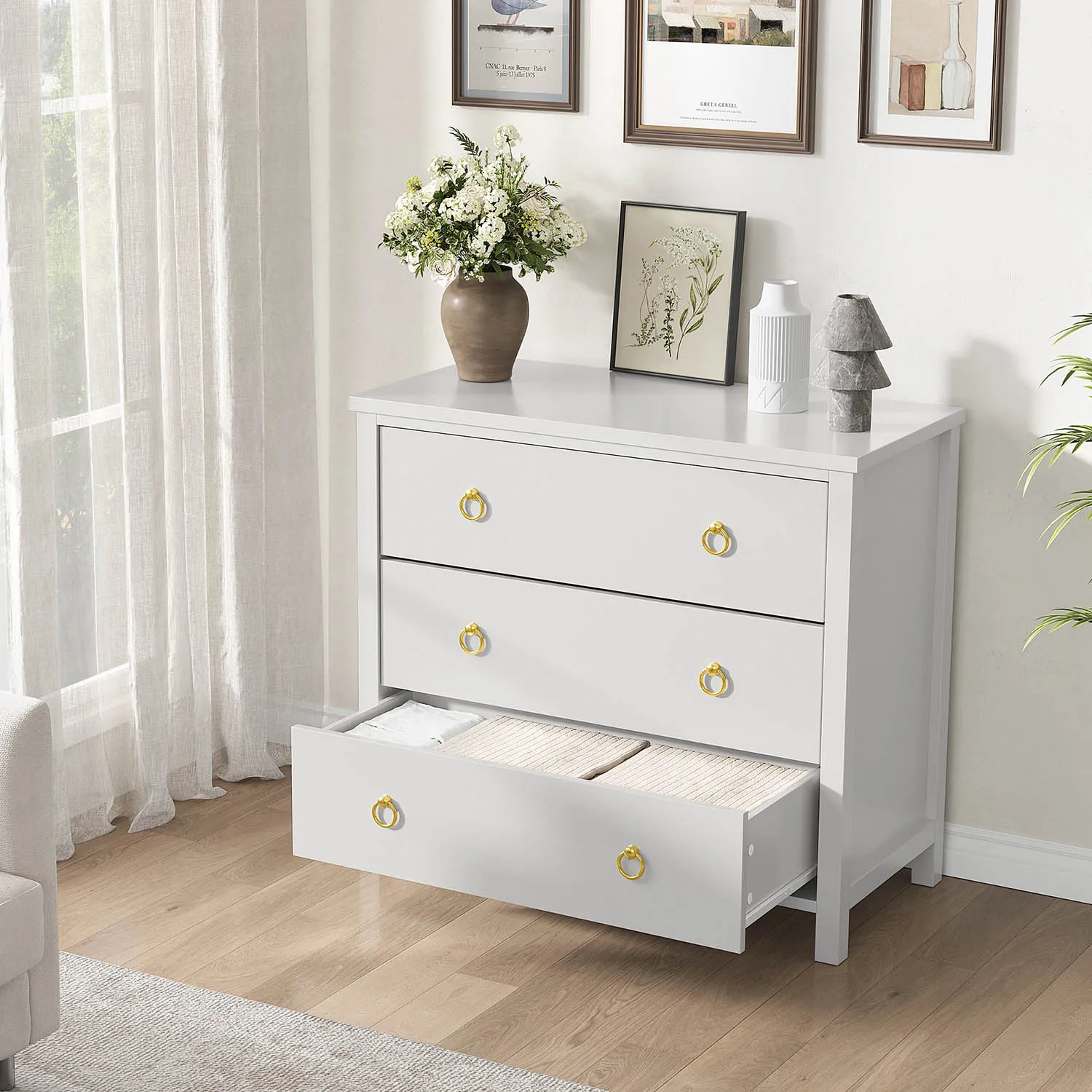 Geräumige Schlafzimmerkommode mit großem Stauraum – breite Schubladenkommode mit mehreren Schubladen – Holz-Organizer für Kleiderschrank, Kinderzimmer, Wohnzimmer, Flur