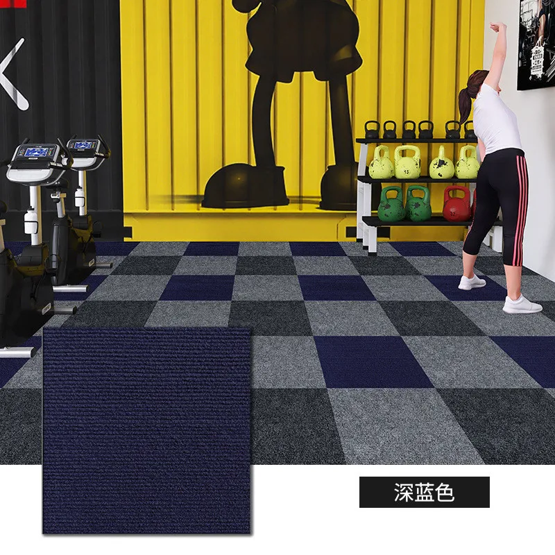 Deep Blue 30x30cm 12x12 Inch Peel And Stick Carpet Tiles Polyester Self Adhesive Square Floor Mats Non Slip Soundproof Cuttable DIY Rug For Hallway Kitchen Basement Bedroom Office Indoor Outdoor