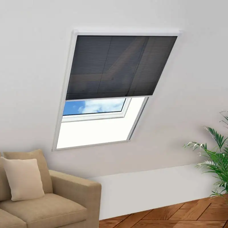 Plissiertes Insektenschutzgitter für Dachfenster, verstellbares Moskitonetz mit Aluminiumrahmen, feinmaschiger Fliegenschutz für Dachfenster, einfache Montage, 80 x 160 cm
