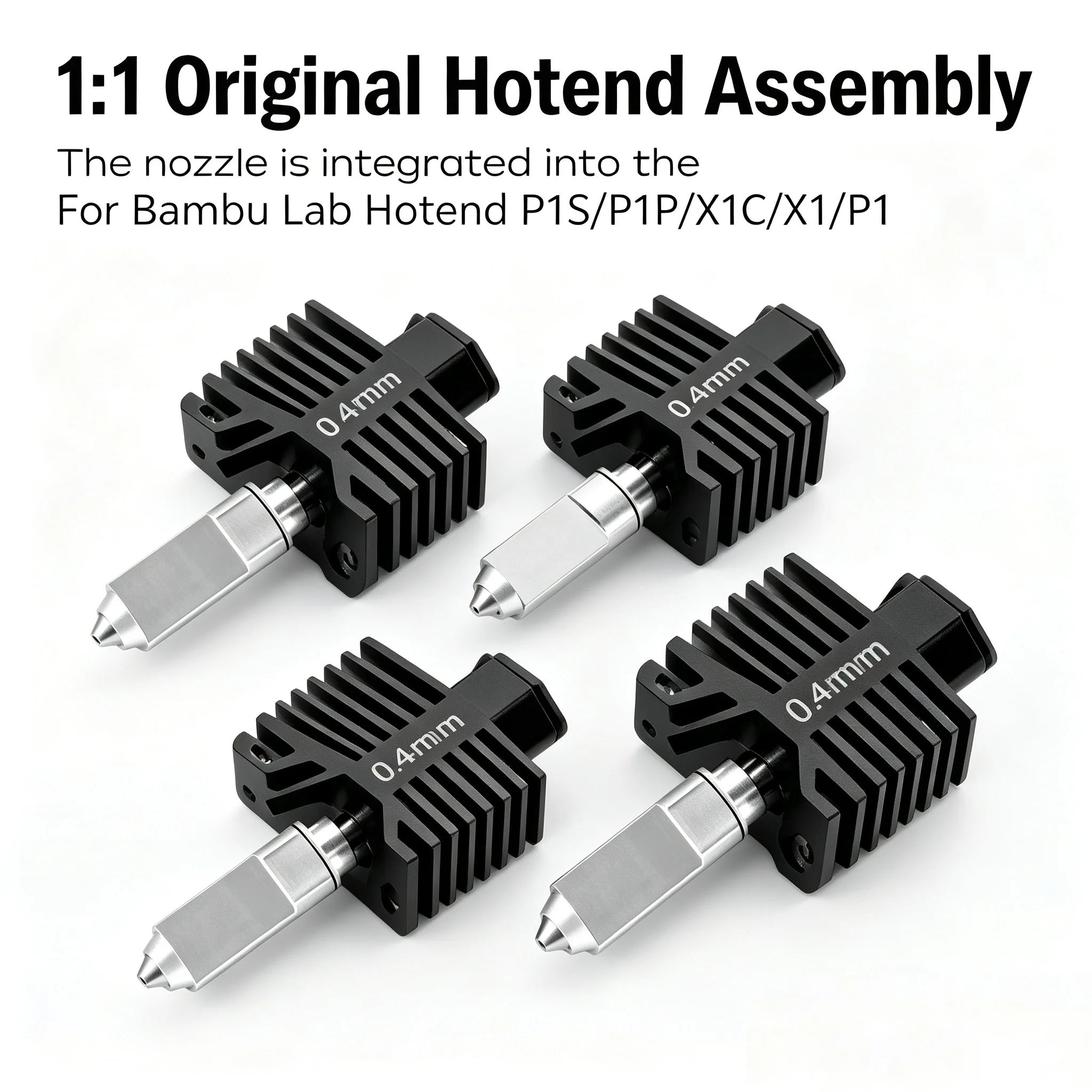 Für Bambu Lab P1 X1 Serie Integriertes Vollmetall-Hotend-Kit Gehärtete Stahldüse 0,2 0,4 0,6 0,8 für Bambulab P1 P1P P1S X1 X1C