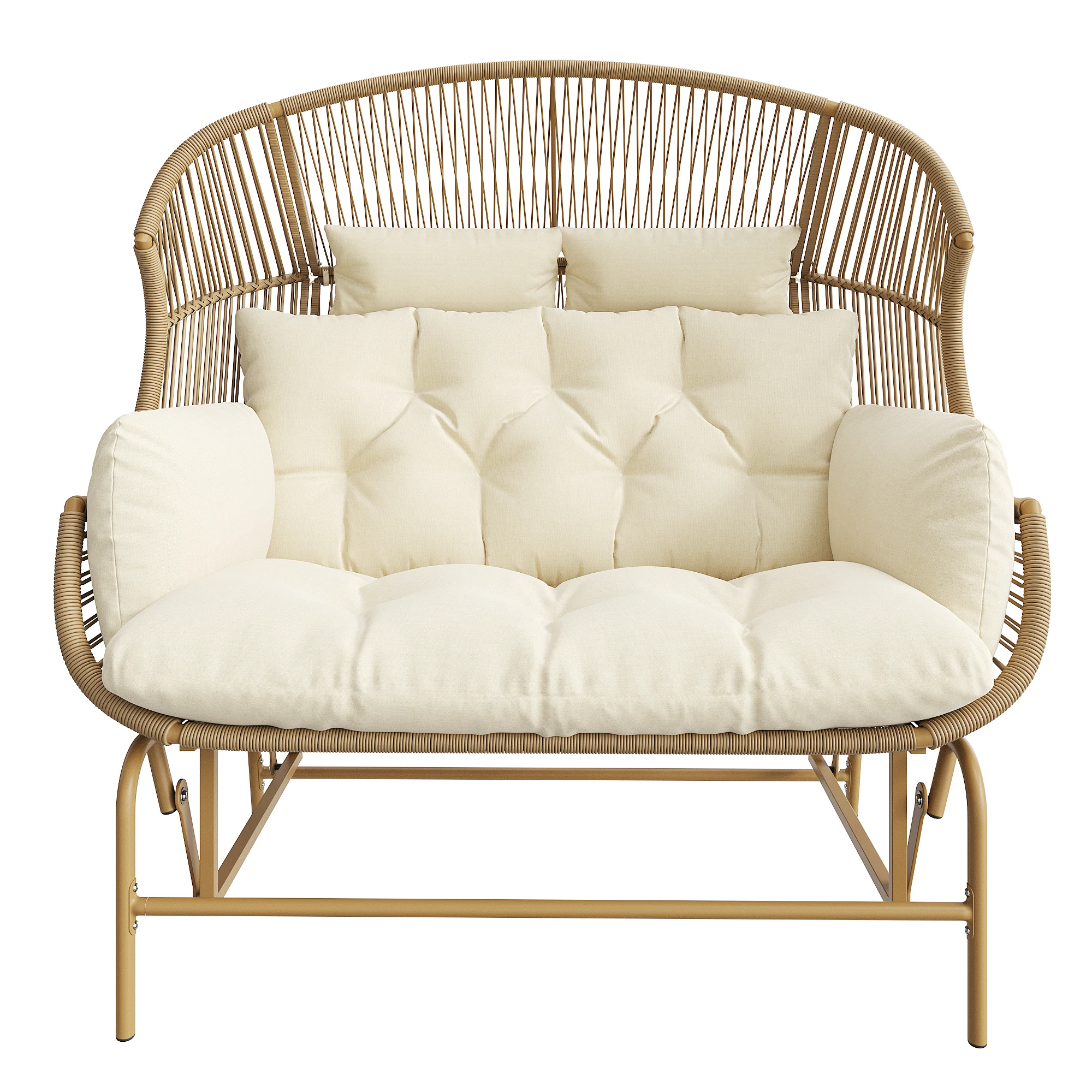 Garden Rocking Chair for Two, Patio Hanging Chair, Rocking Chair, Garden Swing, Beige PINGGO