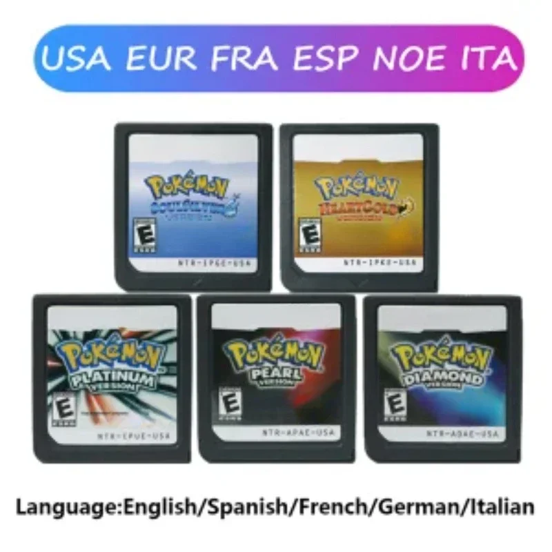 Cartouche de jeu vidéo de la série Pokemon DS, carte de console de jeu vidéo Diamond Platinum Pearl HeartGold SoulSilver multilingue pour NDS 3DS